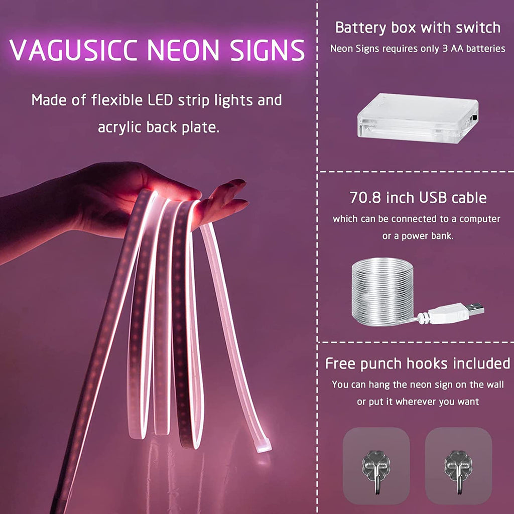 Neon Signs for Bedroom, Butterfly Neon Sign LED Lights USB or Battery Powered, Christmas Decoration Led Light Neon Wall Signs for Girls, Pink Light up Sign for Gift Party Wedding Kids Room Decor, Pink