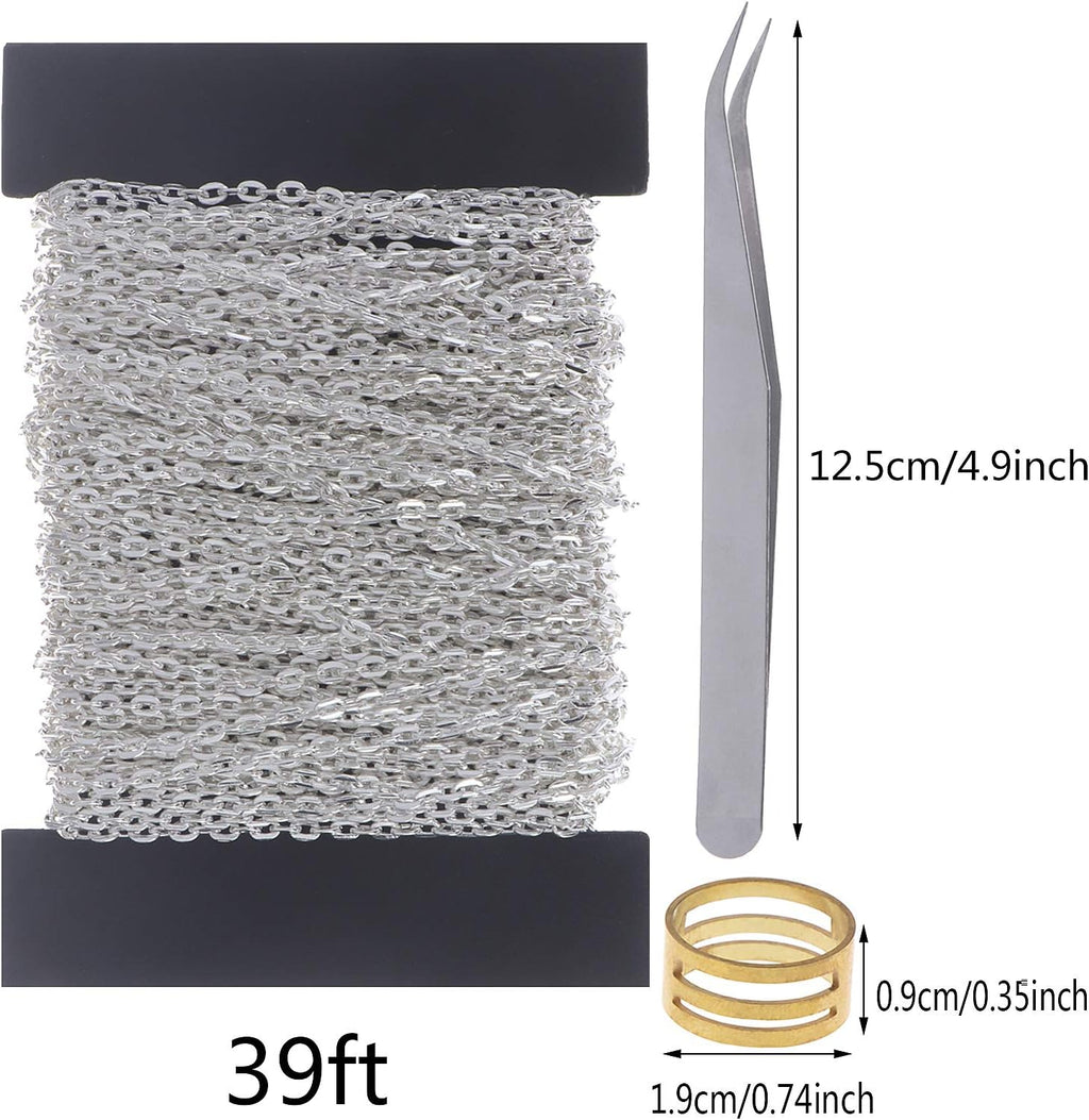 Jewelry Chains for Making Jewelry, 39 Feet Metal Chains with 100Pcs Jump Rings and 30Pcs Lobster Clasps for Jewelry Necklace and Bracelet Making (Silver)