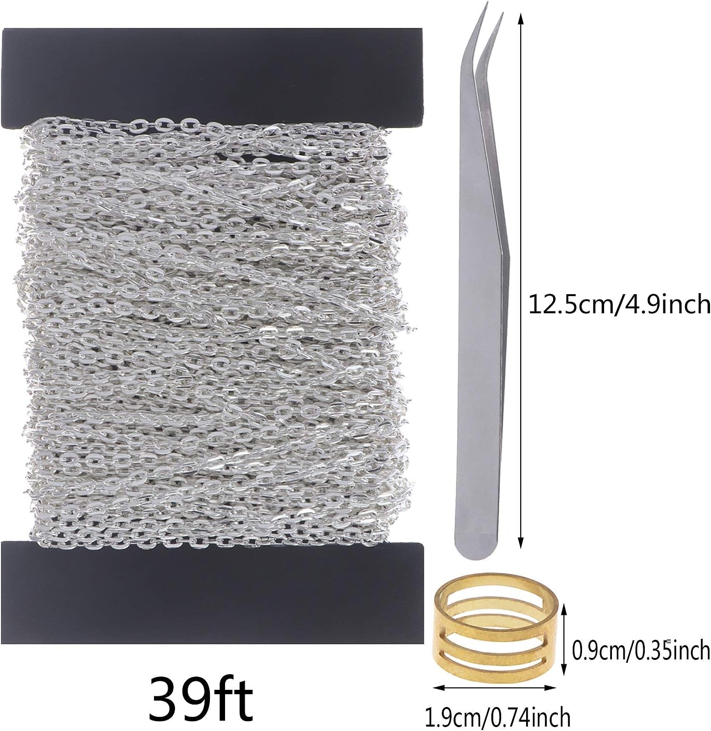 Jewelry Chains for Making Jewelry, 39 Feet Metal Chains with 100Pcs Jump Rings and 30Pcs Lobster Clasps for Jewelry Necklace and Bracelet Making (Silver)