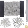 Jewelry Chains for Making Jewelry, 39 Feet Metal Chains with 100Pcs Jump Rings and 30Pcs Lobster Clasps for Jewelry Necklace and Bracelet Making (Silver)