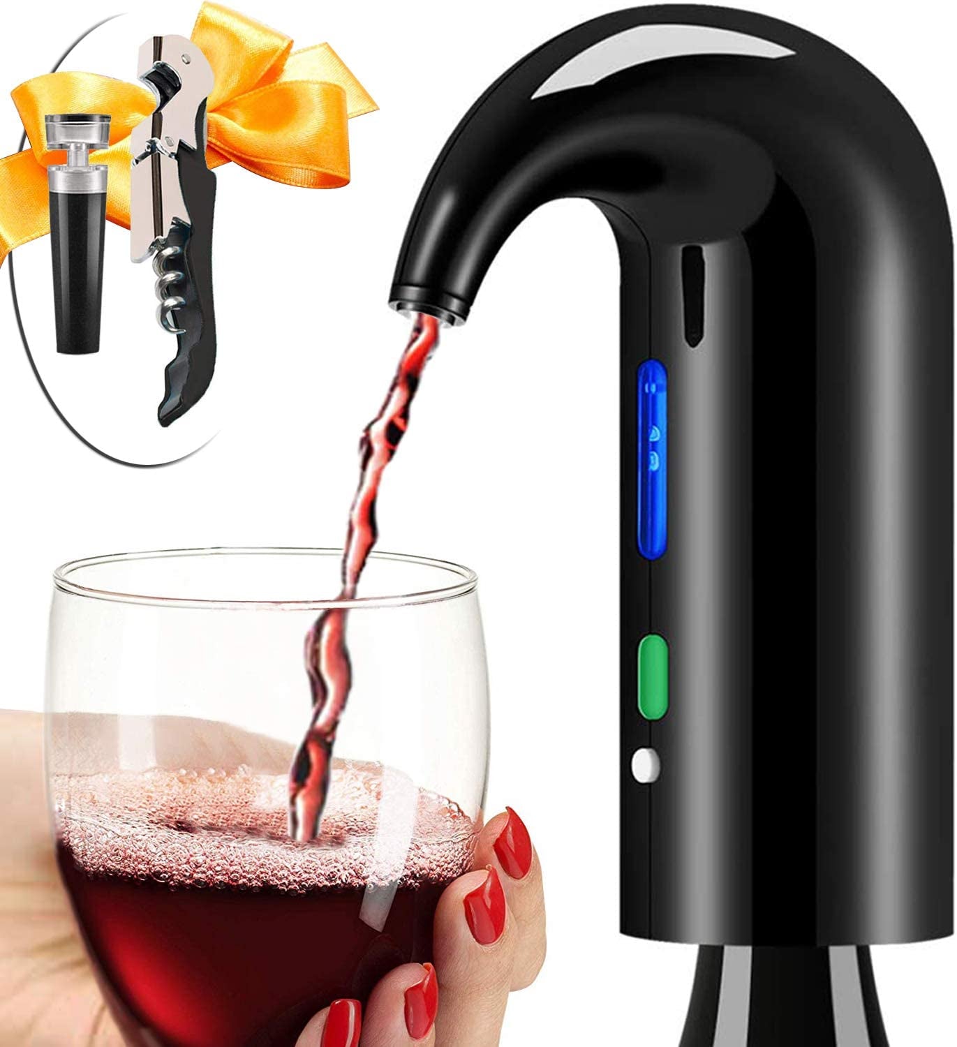 Wine Aerator Electric Wine Decanter Best Sellers One Touch Red -White Wine Accessories Aeration Work with Wine Opener for Beginner Enthusiast - Spout Pourer - Great Mothers Day Gift for Mom