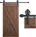 6 Feet Heavy Duty Sliding Barn Door Hardware Kit, 4FT - 18FT, Black, Smoothly and Quietly, Simple and Easy to Install, Fit 36" Wide Panel (Industrial Bigwheel Hangers)