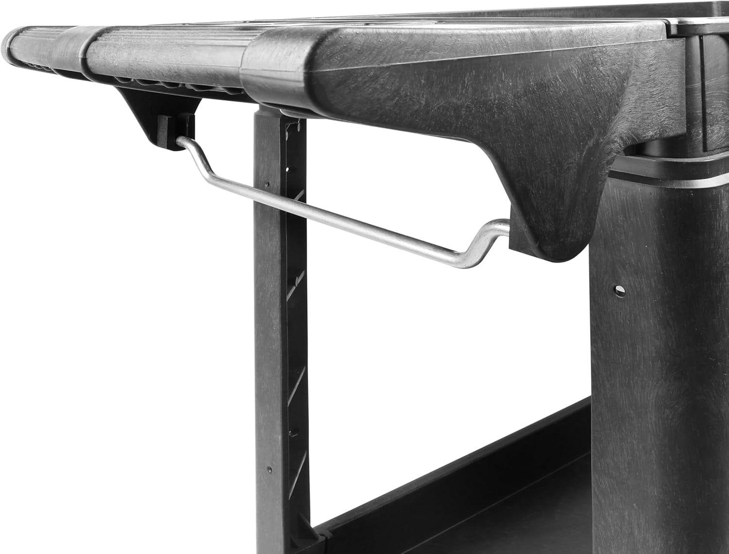 Heavy Duty 2‑Shelf Service Cart 500 Lb Capacity Polypropylene Utility Cart with 5" Non‑Marring Casters Deep Trays and Built‑In Tool Storage for Garage Warehouse Workshop (80855)