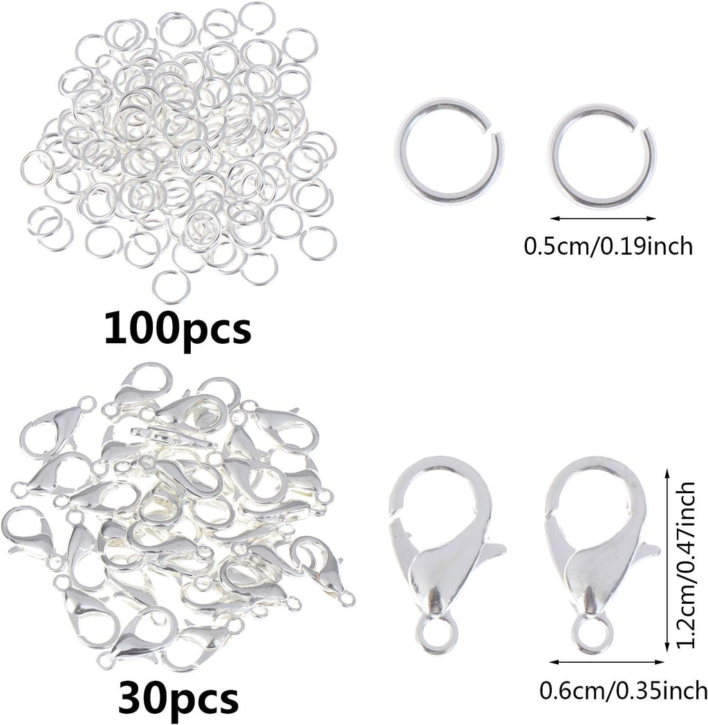 Jewelry Chains for Making Jewelry, 39 Feet Metal Chains with 100Pcs Jump Rings and 30Pcs Lobster Clasps for Jewelry Necklace and Bracelet Making (Silver)