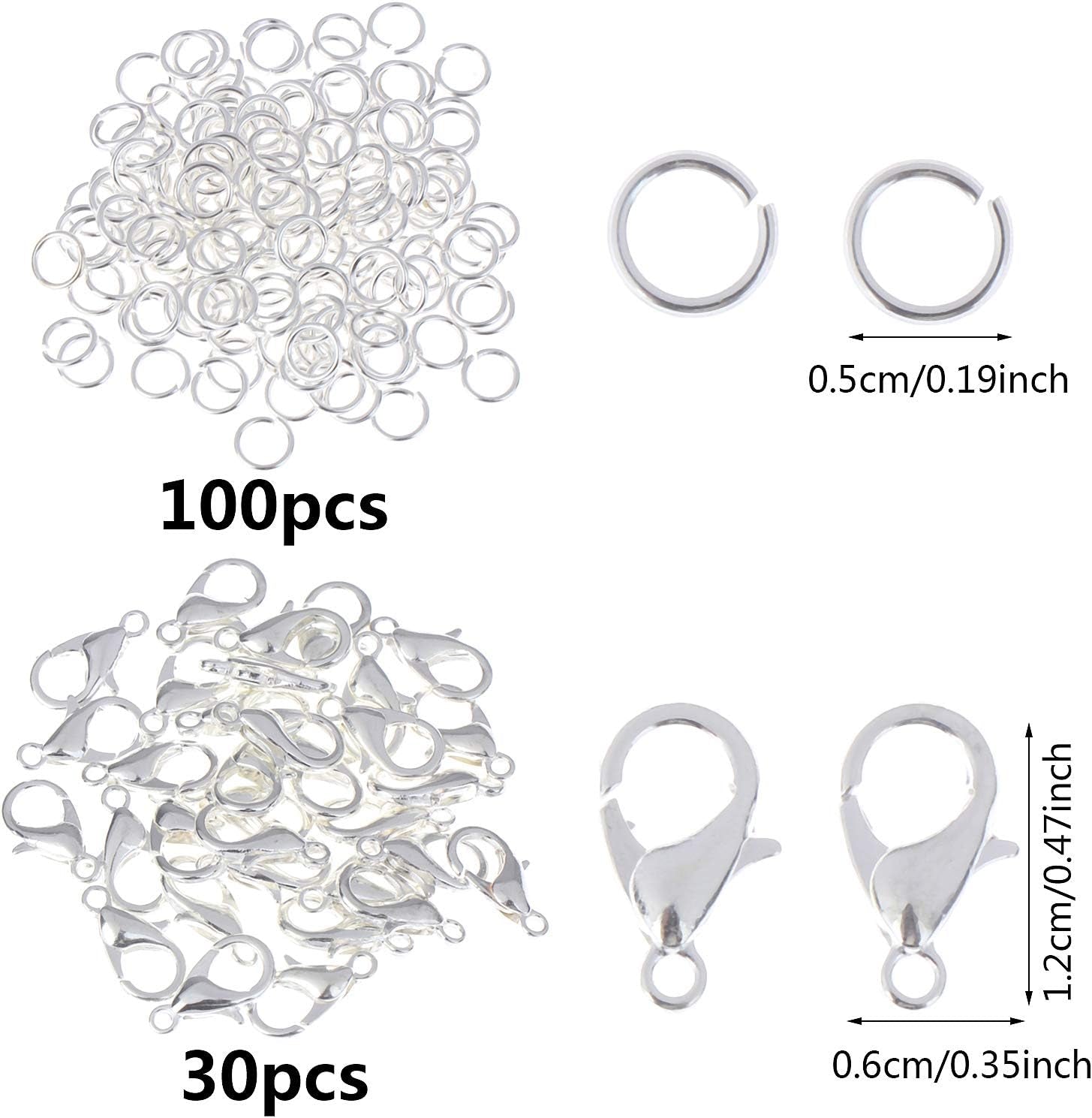 Jewelry Chains for Making Jewelry, 39 Feet Metal Chains with 100Pcs Jump Rings and 30Pcs Lobster Clasps for Jewelry Necklace and Bracelet Making (Silver)