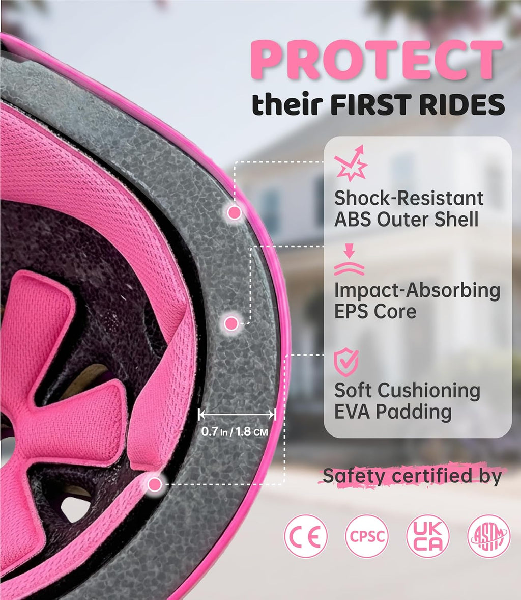 Bike Helmet with DIY Stickers, CPSC & CE Certified - Toddler Helmet for Skateboard Roller-Skating Bicycle Scooter