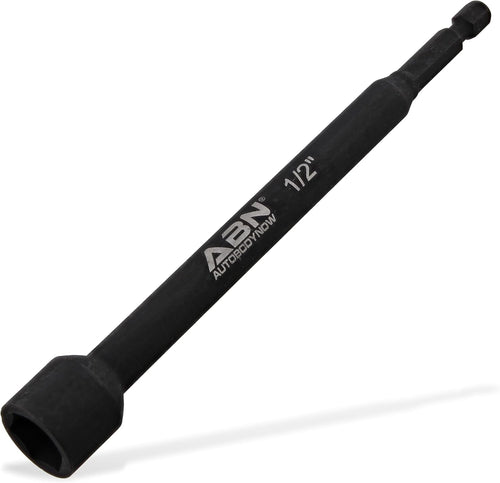 1/2 in Impact Nut Driver Tool - SAE 6 in Long Shank Nut Driver Bits Magnetic Tip Sockets, 1/4 in Hex Shank
