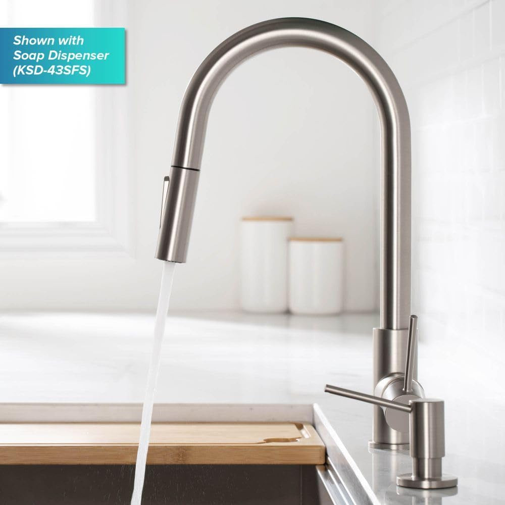 Oletto Contemporary Pull-Down Single Handle Kitchen Faucet in Brushed Gold, KPF-3104 BG
