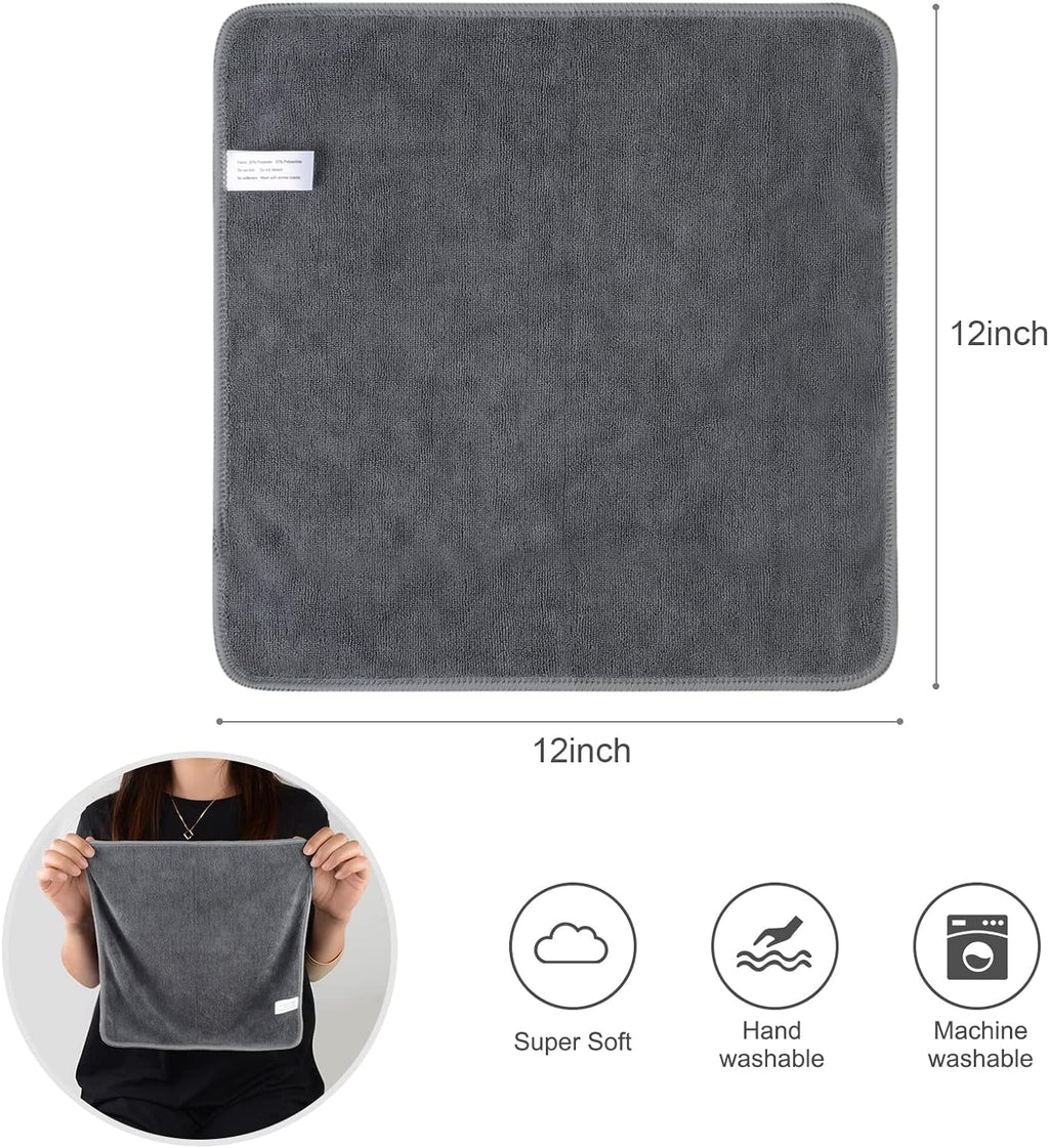Microfiber Cleaning Cloth Ultra Absorbent Softer Towel Reusable Cloth No Streak Lintless Cleaning Clothes for Home, Kitchen, Car, Window Use 12X12 Inch Slate Grey 6 Pack